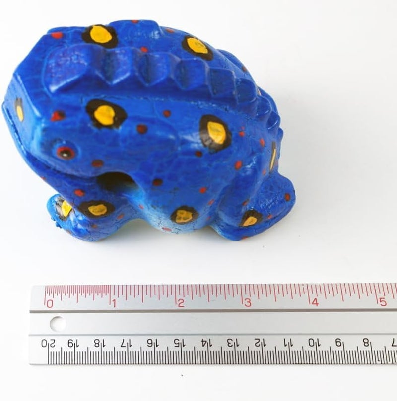 Kidypool Frog guiro 4 inches wood block musical instrument Percussion Musical Instrument Perfect size Natural Wood Güiro Frog (Blue) - Image 2